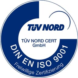 Certification according to DIN EN ISO 9001 by TÜV NORD CERT Certificate